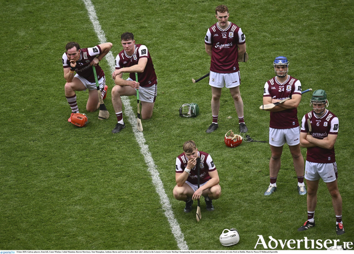 Galway players, from left, Conor 
Whelan, Cathal Mannion, Darren 
Morrissey, Tom Monaghan, Anthony Burns and Gavin Lee after their side's defeat in the Leinster GAA Senior 
Hurling Championship final match 
between Kilkenny and Galway 
at Croke Park in Dublin. 
Photo by Piaras Ó Mídheach/Sportsfile