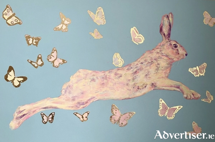 'Leap of Faith' by Lorraine Fletcher. Acrylic on canvas with gold leaf.