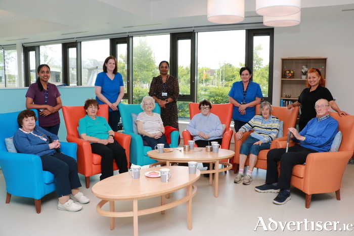 Photo Captions: Seated LtoR– Attendees Mary Lawlor, Kathleen Keane, Ann Mullins, Bridie Miskell, Mary Mahon and Brendan Gilligan Standing LtoR - Amrutha Abraham, Staff Nurse; Geraldine Higgins, Health Care Assistant; Sini Varghese, Director of Nursing; Nora Costello, Health are Assistant and Frida Delagado, Health Care Assistant.