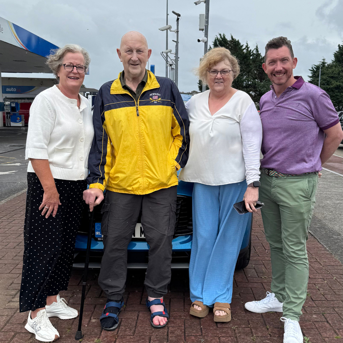 (L–R): Joan Raleigh, Director at Claddagh Credit Union; Martin Mullen, Car Draw Winner; Linda Mullen; and Ronan Lardner, Car Draw Host.