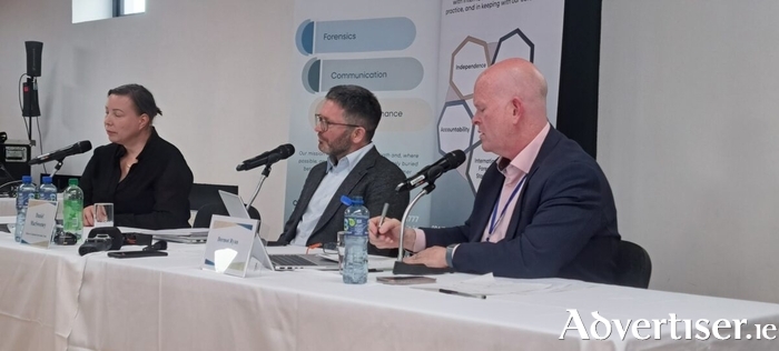 (L-R) Dr Niamh McCullagh, Daniel MacSweeney and moderator Dermot Ryan pictured at the media conference on Monday.