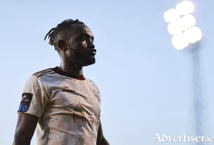 Jeannot Esua of Galway United after his side's defeat in the SSE Airtricity Men's Premier Division match between Bohemians and Galway United at Dalymount Park in Dublin. 
(Photo by Thomas Flinkow/Sportsfile)
