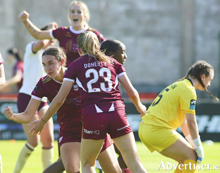 Galway United’s Isabella Beletic celebrates after scoring a goal against Sligo Rovers in the SSE Airtricity Women's Premier Division game at Eamonn Deacy Park on Saturday. Galway United won the game 4-2 and now sit in third place. (Photo: Mike Shaughnessy)
