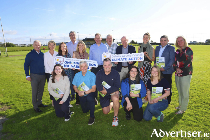 Representatives of Galway County Council, Galway GAA, MyWaste.ie, the SEAI, and the local community pictured at the recent Green Clubs event hosted by Galway County Council at Ballinderreen GAA Club. Credit Mike Shaughnessy.