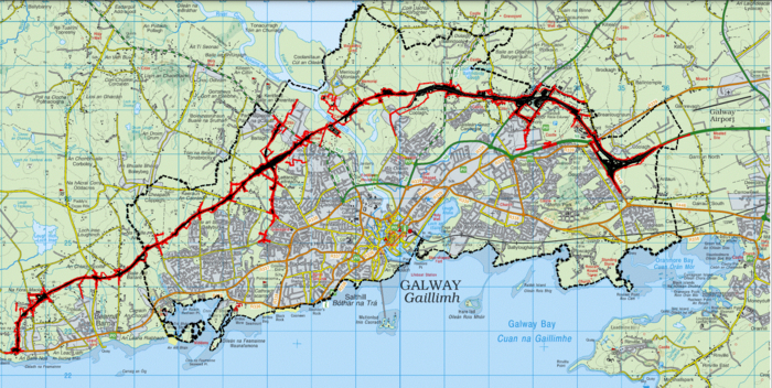 Map of the proposed Galway ring road. 