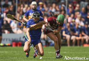 Mairead Dillon battling with Tipperary&#039;s Mairead Eviston in the semi-final.
