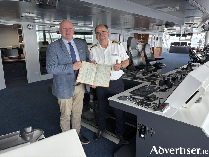 Port of Galway Harbour Master, Captain Brian Sheridan with master of the Nieuw Statendam, Captain Werner Timmers.

