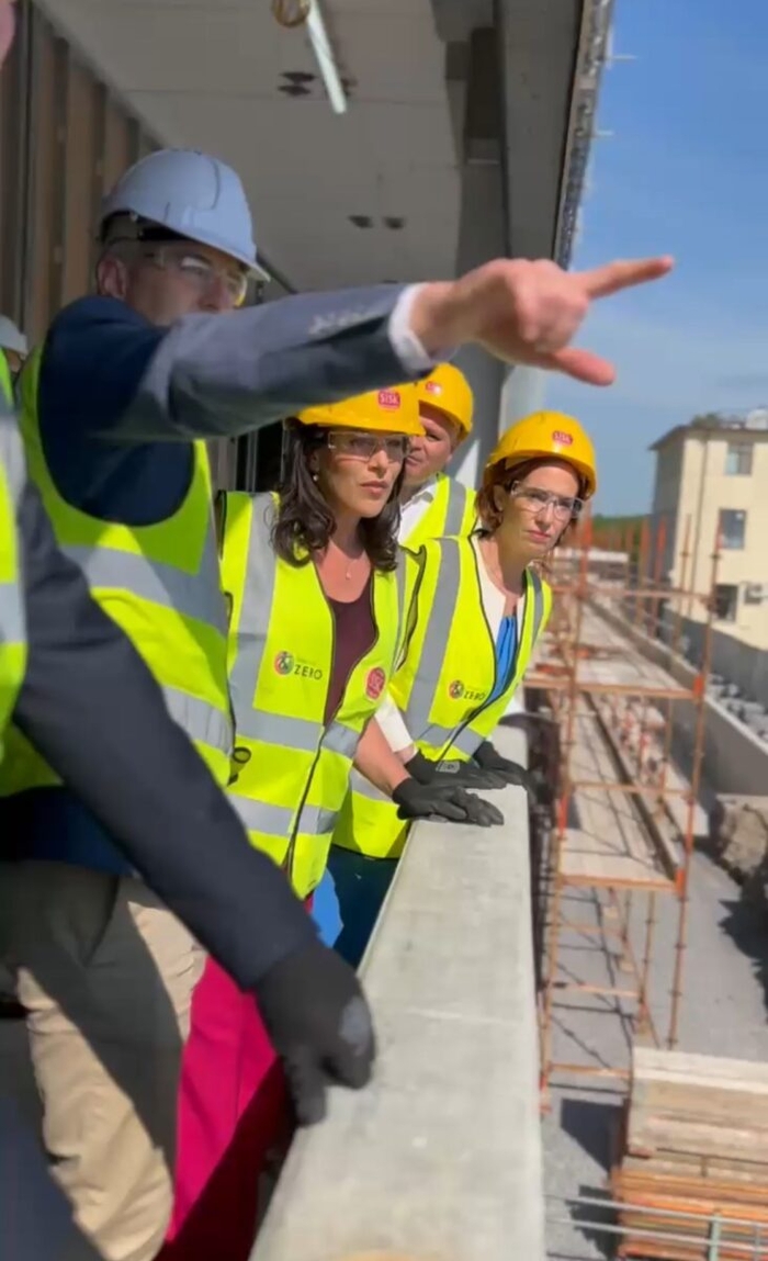 Ministers Hildegarde Naughton and Jennifer Carroll McNeill visiting the Elective Surgical Hub under construction at Merlin Park last month