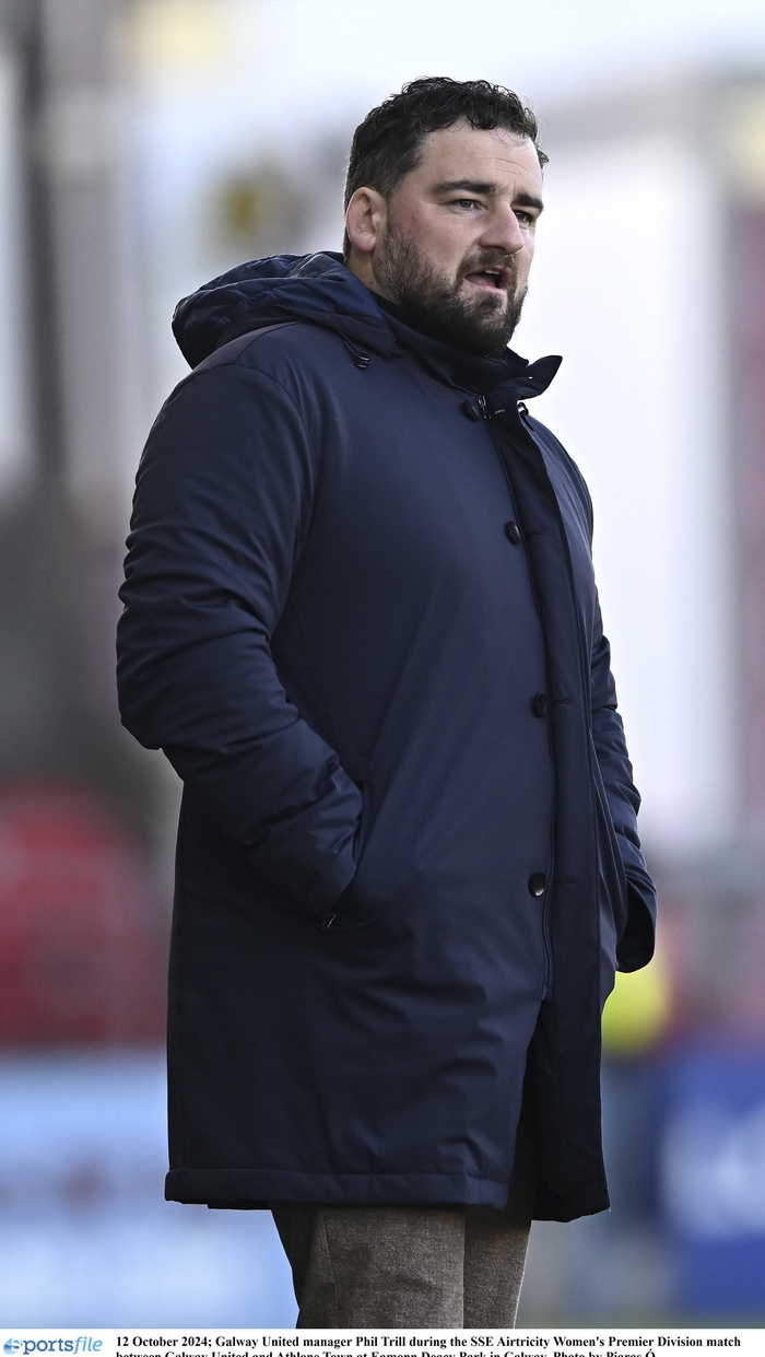 Galway United manager Phil Trill during the SSE Airtricity Women's Premier Division match between Galway United and Athlone Town at Eamonn Deacy Park in Galway. (Photo by Piaras Ó Mídheach/Sportsfile)