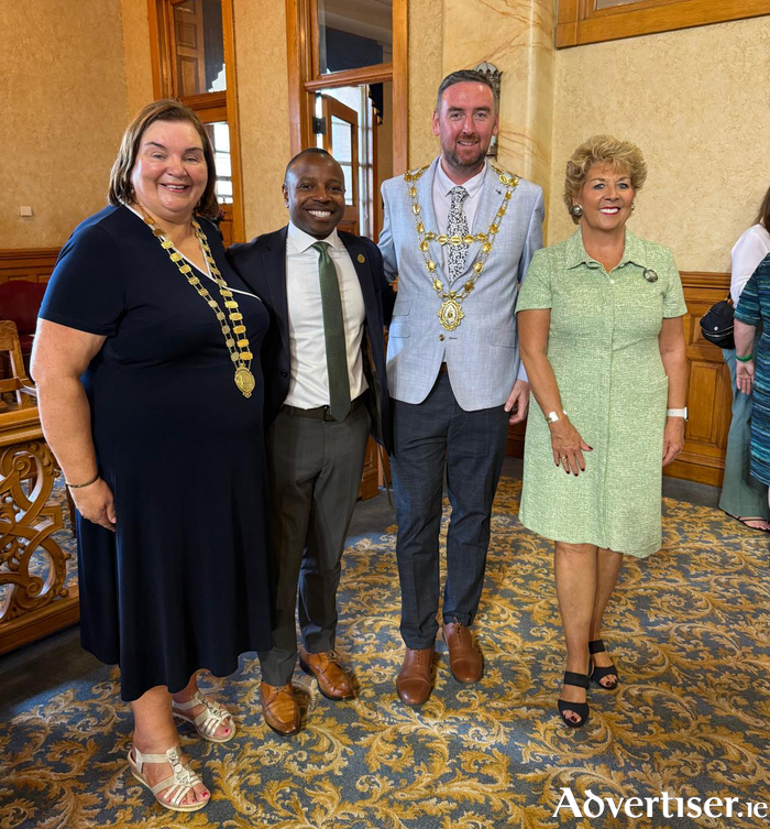 Pictured left to right at Milwaukee City Hall, Wisconsin - Cllr Mary Hoade, Leas-Chathaoirleach of the County of Galway; Cavalier Johnson, the Mayor of Milwaukee; Cllr Mike Cubbard, Mayor of Galway City; and Geraldine Byrne Nason, Irish Ambassador to the United States.