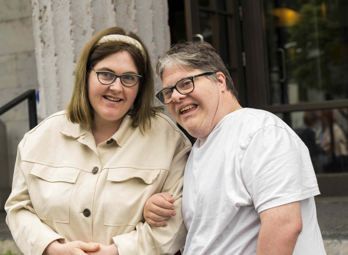 Actors Charlene Kelly and Kieran Coppinger in Galway ahead of the world premiere of Finding Sophie.
Photo: Andrew Downes, Xposure.