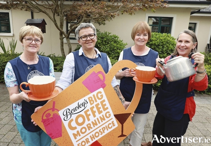 Host a Bewley’s Big Coffee Morning for Hospice this September. Register today at galwayhospice.ie/coffee or 091-770868. Pictured launching Bewley’s Big Coffee Morning for Hospice are Galway Hospice volunteers Mary Farrell, Marlis Grofeinik, Patricia Morrissey, and Lana Murphy. Photo: Seán Lydon
