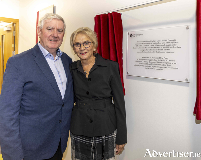 Irian and Deirdre Finan at the renaming of the University’s Archives and Special Collections Reading Room as the Deirdre and Irial Finan Archives and Special Collections Reading Room.