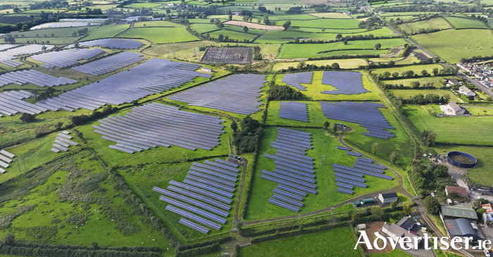 Aerial view of Bann Road Solar Farm Rasharkin Village Co Antrim