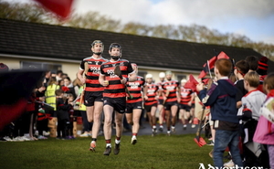 Cappataggle captain Oran Finn leads his side out before the Galway County Senior Club Hurling Championship final match between Cappataggle and Loughrea at Kenny Park in Athenry, Galway. (Photo by Tom Beary/Sportsfile)