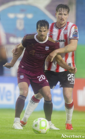 Galway United&rsquo;s Jimmy Keohane and Derry City&rsquo;s Alex Bannon in action from the SSE Airtricity Premier Division game at Eamonn Deacy Park. (Photo: Mike Shaughnessy)
