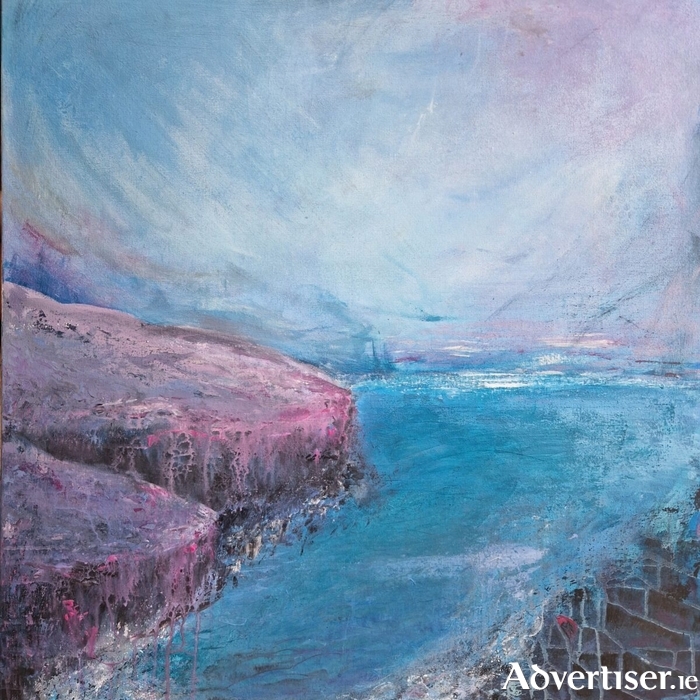 'Did sea define land or land the sea?' (acrylic on canvas) by Siobhán Moore