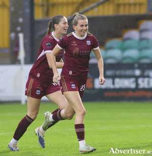 Galway United&rsquo;s Emma Doherty celebrates after scoring against Shelbourne in action from the SSE Airtricity Women&rsquo;s Premier 
Division game at Eamonn Deacy Park last Saturday. 
(Photo: Mike  Shaughnessy)