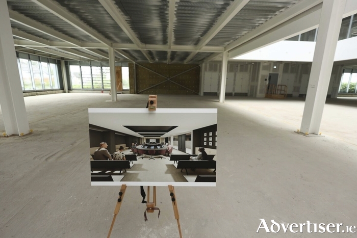 Interior of the Crown Square office building proposed to be the City Council's new chamber. (Photo: Mike Shaughnessy)