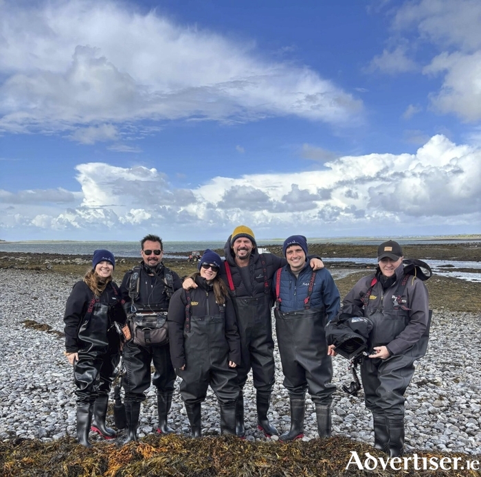 Aoife Costello, Tourism Ireland; soundman James Petch; producer Rani Eaton; chef and presenter Colin Fassnidge; Michael Kelly, Kelly Oysters; and cameraman Timothy Mason; during filming for popular Australian TV show ‘Better Homes and Gardens’ in Kilcolgan.