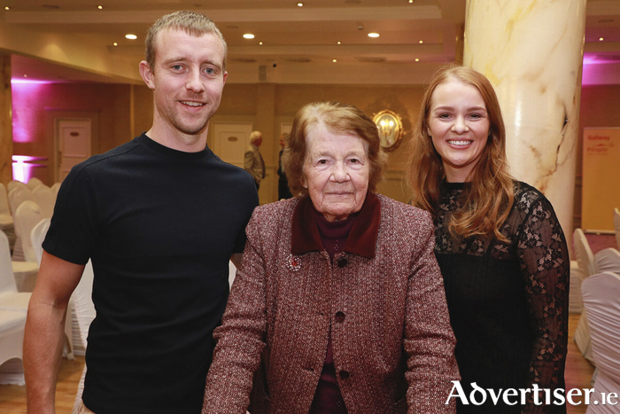 At the Galway People of the Year launch Mary Geoghegan with grandchildren Neil Keary and Eimear Keary. Photo Sean Lydon