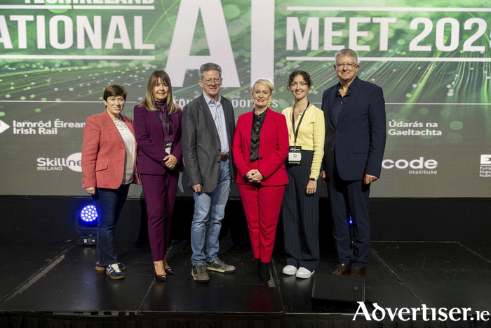 Dee Timoney itag Skillnet, Caroline Cawley itag, Brian Caulfield TechIreland, Minister Niamh Symth, Sheila Casey itag and Mike Conroy Data2Sustain EDIH. Photo:  Andrew Downes, xposure.