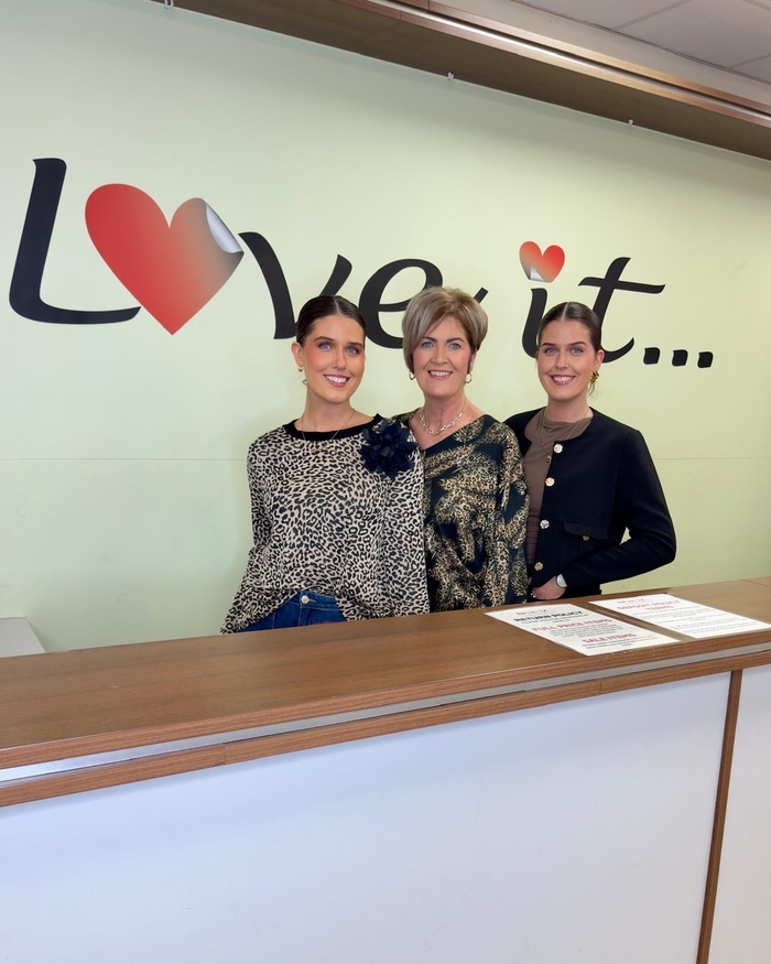 Ger Coady and her identical twin daughters, Sarah and Hannah.