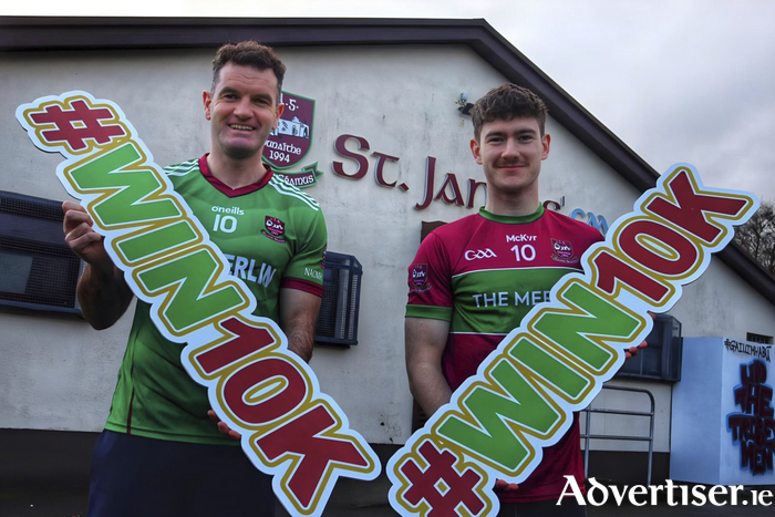 Pictured at St James' GAA clubhouse in Mervue promoting the draw are senior players, Johnny Duane (left) and Jack Folan (right). 