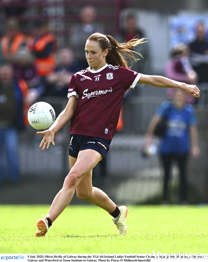 Olivia Divilly of Galway during the TG4 All-Ireland Ladies Football Senior Championship quarter-final match between Galway and Waterford at Tuam Stadium in Galway. 
(Photo by Piaras Ó Mídheach/Sportsfile)