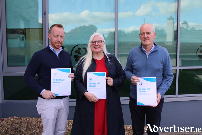 COPE Galway CEO, Michael Smyth; Advocacy and Engagement Manager, Dr. Sally Anne Corcoran and Assistant CEO Martin O’Connor at the launch of COPE's pre-Budget submission last month.