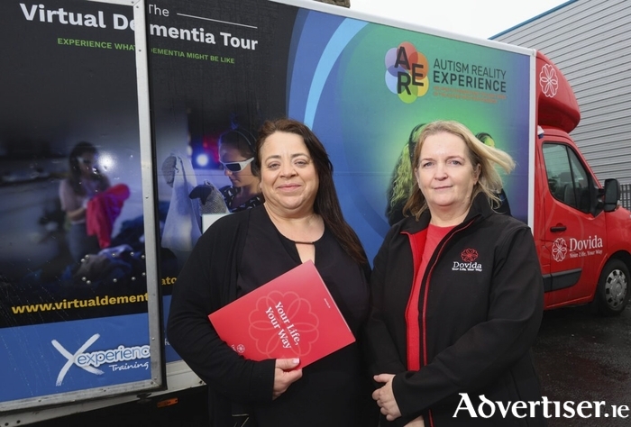 Carers with Dovida Galway got to experience The Virtual Dementia Tour and Autism Reality Experience at their Oranmore headquarters on Tuesday. Pictured at the event were Carolyn Naughton (General Manager Dovida Galway) and Jackie Kane ( Operations Manager Dovida). Photo: Mike Shaughnessy
