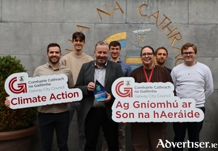 The Galway City Council Climate Action and Sustainability Team with the award.