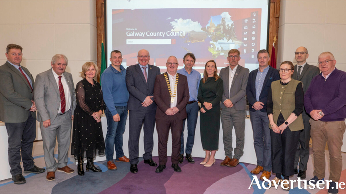 Elected Members and staff and officials of Galway County Council pictured at the launch of the new Galway County Council website in Áras an Chontae. Credit Murtography