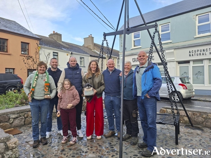 Pictured are the people who worked on the Small Crane Restoration project: Laura O'Connor, Michael Conroy, Cara Murphy, Paul Murphy, Lisa Regan, Toby, Des Leahy, Frank McDonagh and Benny Derrane. (Photo Ado Lyons)