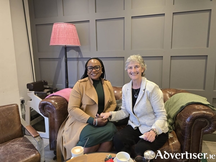Councillor Helen Ogbu and President-Elect Cathrine Connolly pictured during Connolly's last canvassing in Galway on Sunday, October 19.