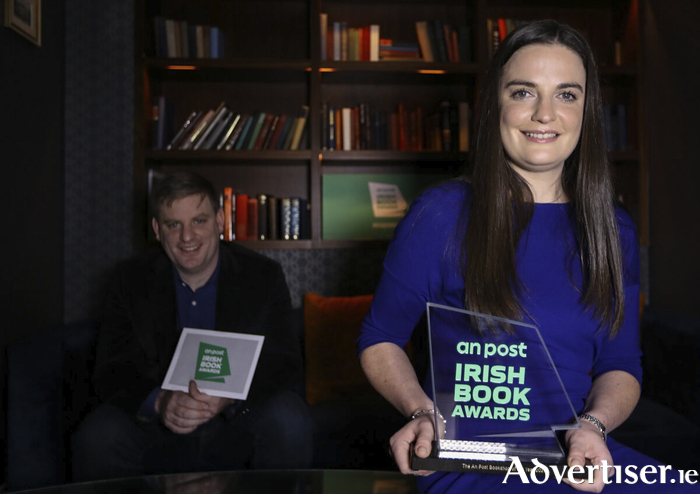 Tomás and Sarah Kenny with their 2021 An Post 'Bookshop of the Year Award' for Kenny's Bookshop & Art Gallery (Photo: Lorraine O' Sullivan)