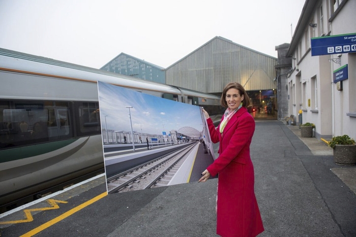Minister Naughton pictured at the announcement of  plans to improve Ceannt Station in Galway. She wants the Western Rail Corridor extended to Claremorris, Knock Airport and Sligo.