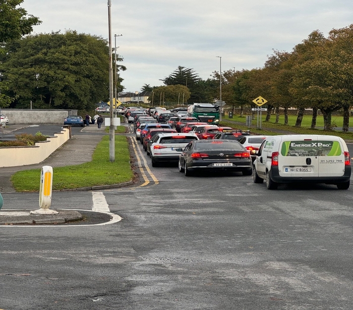 Traffic from Murrough Avenue approaching Skerritt roundabout.