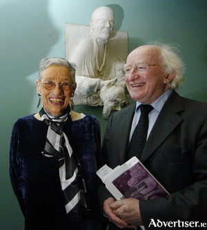 Margaretta D&#039;Arcy with Michael D Higggins at the launch of her online memoirs some years ago. Photo:-Mike Shaughnessy