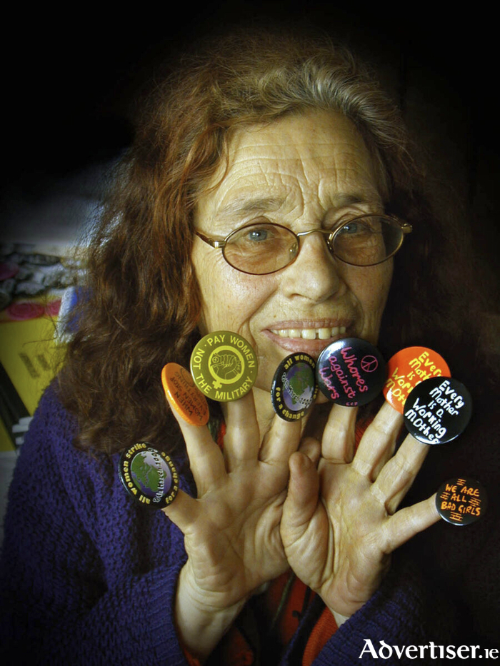 Margarette D'Arcy - calling all women to strike on March 8th. Photo :- Mike Shaughnessy