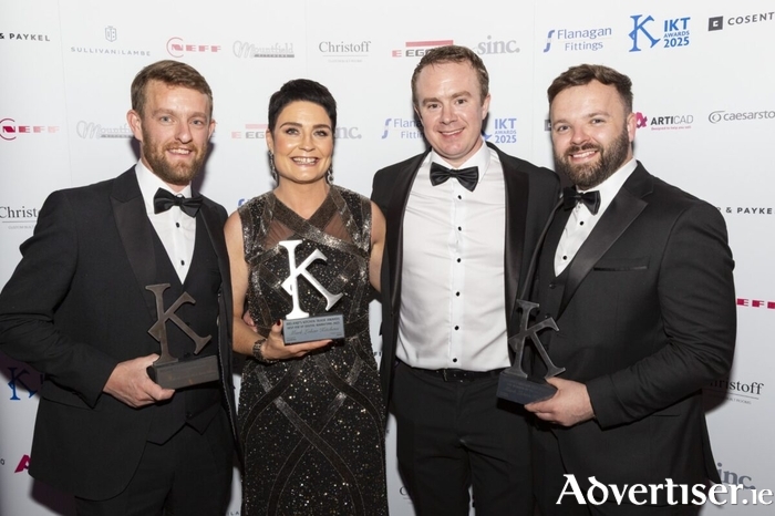 From left: Breandán Mac Donnacha (Classic Kitchen Design Winner), Sinéad Fannon (Marketing Manager), Mark Lohan (Managing Director) and Séan Hartnett (Contemporary Design Finalist) pictured at the Irish Kitchen Trade Awards 2025.