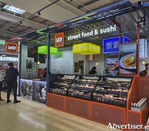 The new Yo! Sushi kiosk in Tesco&#039;s newly revamped Oranmore store.