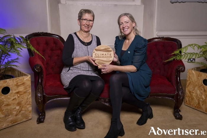 Kay Synott, climate ambassador and Outstanding Achievement winner, pictured with An Taisce’s Cathy Baxter, director of education and community action.