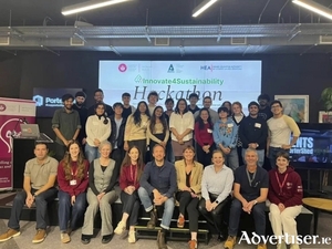 Group photo of staff and students who attended the Innovate4Sustainaibilty Hackathon from University of Galway and ATU.