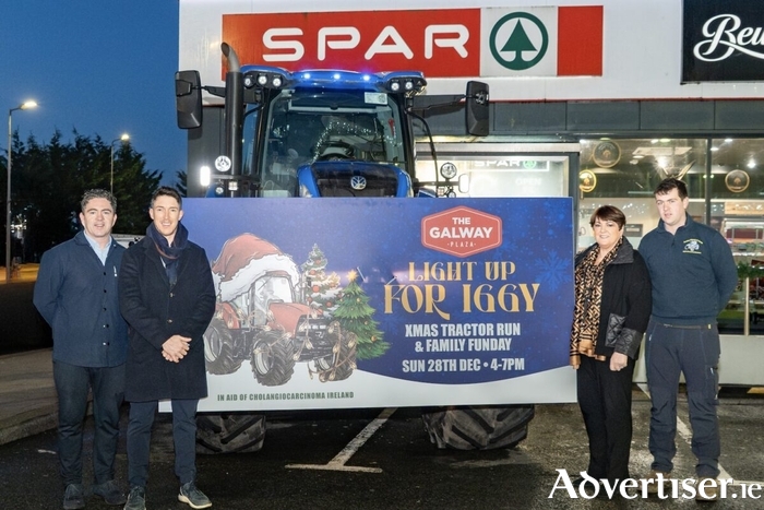 Paul Kennedy (The Galway Plaza), Eanna Ryan (M6 Motors), Una McDonagh The Galway Plaza and Shane Hynes (Bobby Hynes and Sons) who are part of the organising committee for the Light Up For Iggy Tractor Run that takes place on Sunday, December 28 at The Galway Plaza.