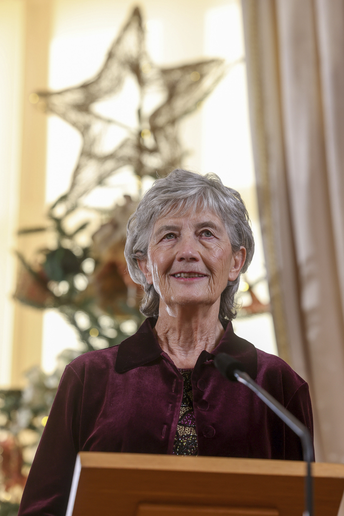 Uachtar&aacute;n na h&Eacute;ireann Connolly delivers her first Christmas Message in &Aacute;ras an Uachtar&aacute;in. 
Photo: Maxwell Photography. 