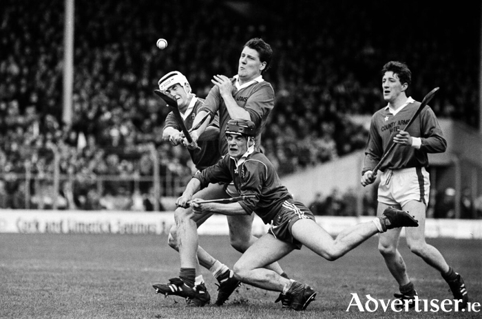 A general view of the action between Kiltormer and Birr. AIB All-Ireland Senior Hurling Club Championship Final, Kiltormer, Galway, v Birr, Offaly, Semple Stadium, Thurles, Tipperary. Picture credit; Ray McManus / SPORTSFILE
