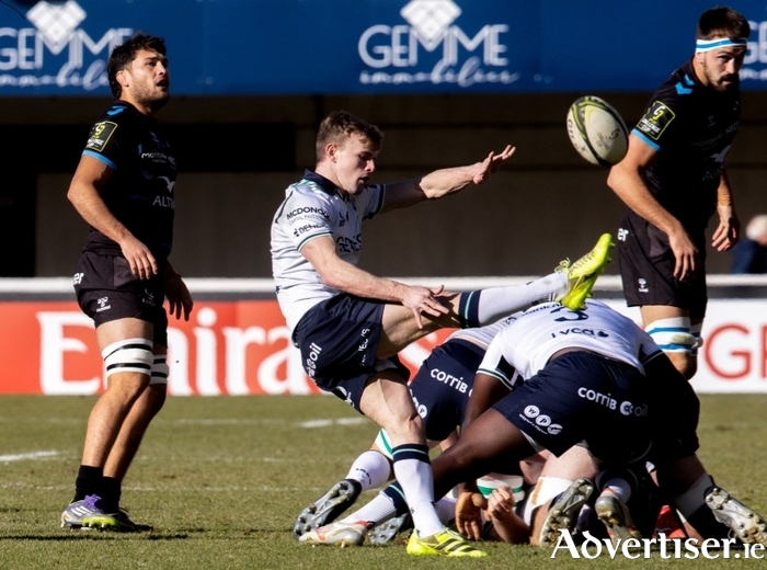 Ben Murphy of Connacht kicks the ball clear during the EPCR Challenge Cup match between Montpellier Herault Rugby and Connacht at GGL Stadium in Montpellier, France. (Photo by Alexandre Dimou/Sportsfile)