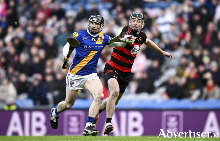 Jamie Ryan of Loughrea in action against Philip Mahony of Ballygunner during the AIB GAA Hurling Senior Club Championship final match between Ballygunner of Waterford and Loughrea of Galway at Croke Park in Dublin. (Photo by Seb Daly/Sportsfile)