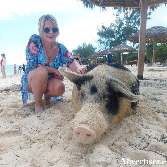 Annette Hynes at Pig Lovers Beach, in Nassau, Bahamas.